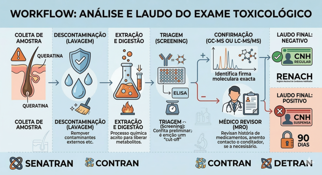 Fluxo de análise e laudo do Exame Toxicológico